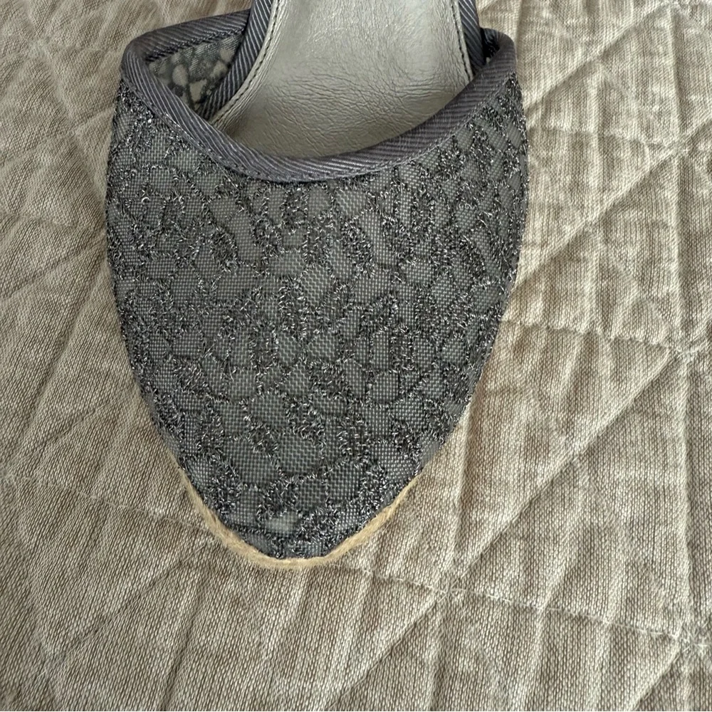 NWOB Adrianna Papell Silver Penny Espadrille Wedge Lace Up Ribbon Ankle Tie 8.5